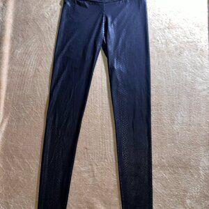 Cherish Women Small‎ Black Snake Skin Reptile Print Faux Leather Legging (U)
